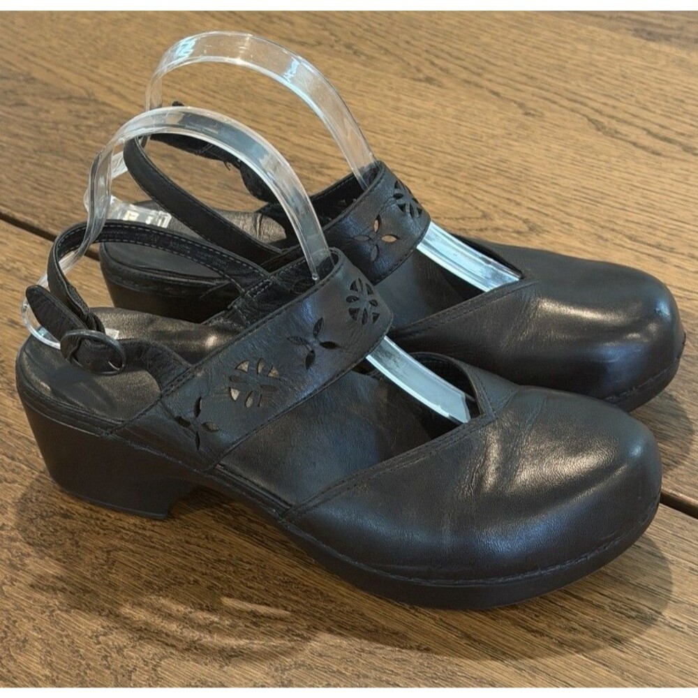 Dansko Trista Black Leather Mary Jane Slingback Clogs Women’s Sz EU 40/US 9.5-10 - Picture 2 of 11